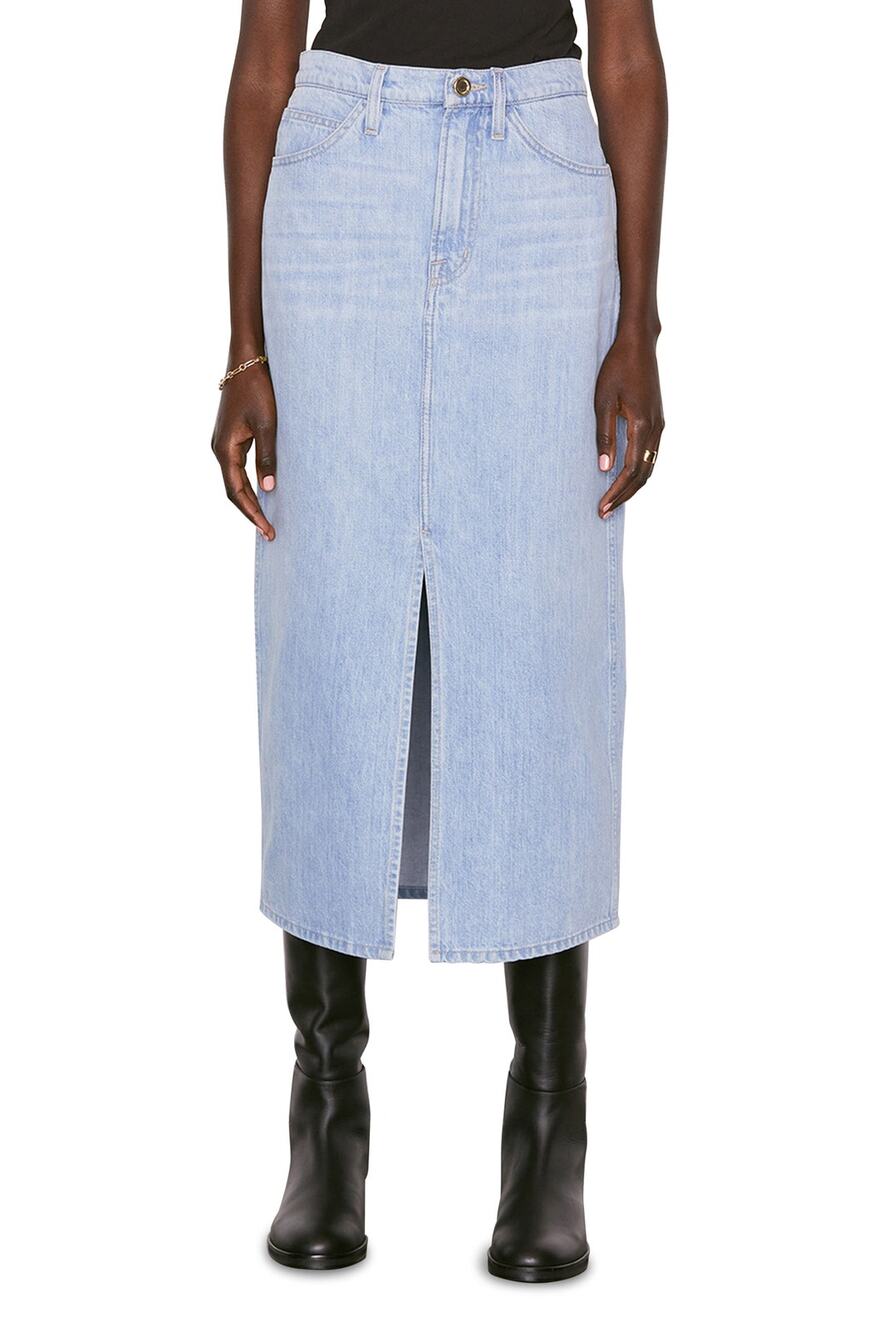 FRAME Le Italien Denim Midi Skirt - 31 Blue